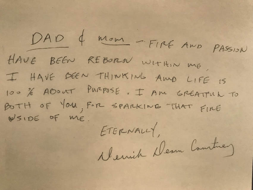 note from Derrick to his parents