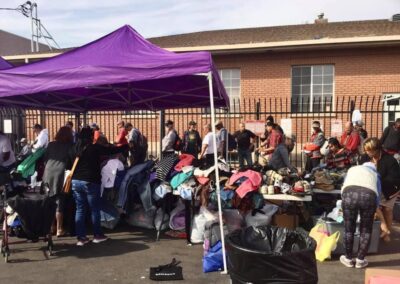 clothes and supplies at our 3rd shower the homeless event